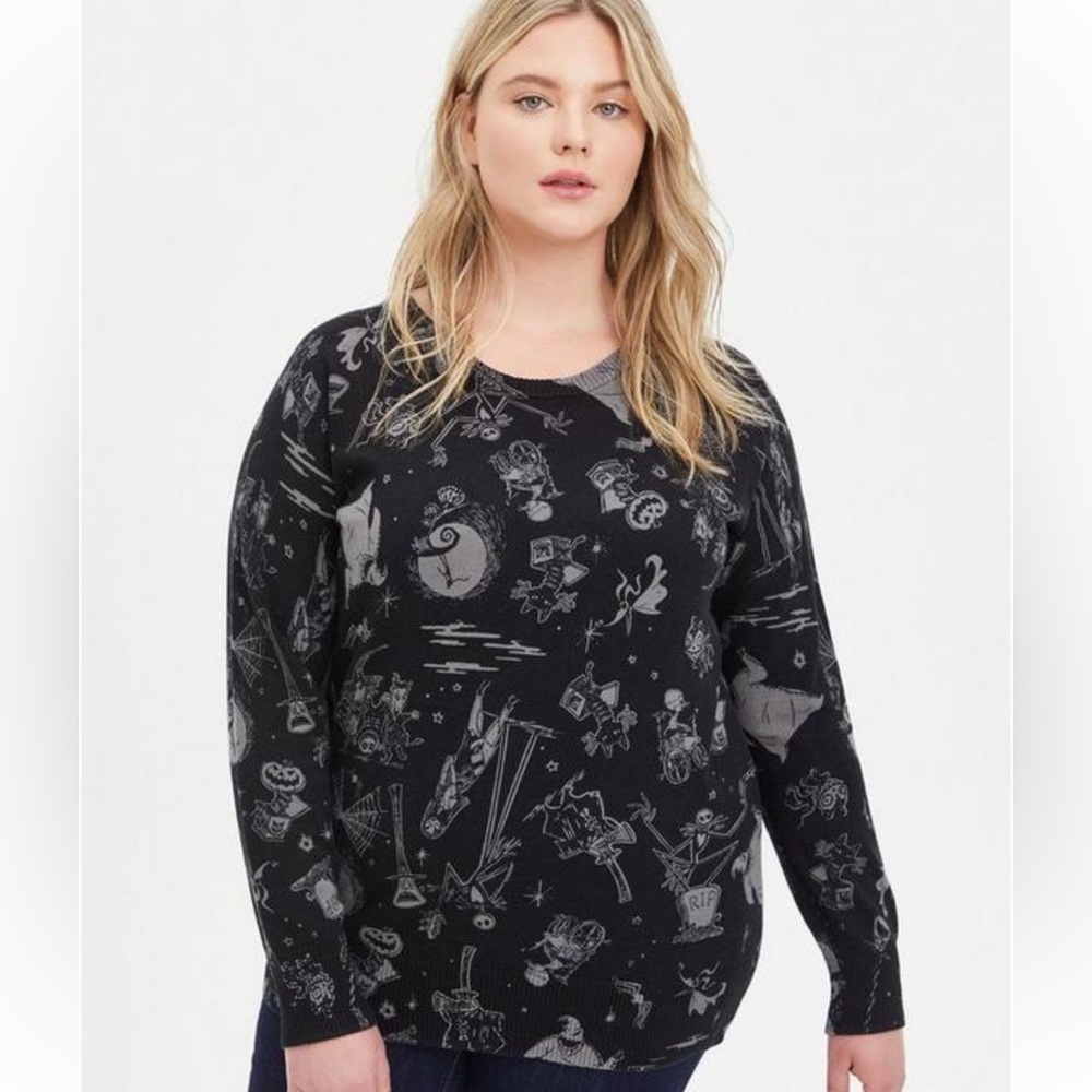 Torrid Disney The Nightmare Before Christmas Raglan Pullover Sweater